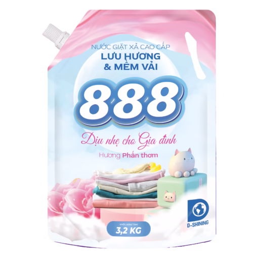 Nước Giặt Xả 888 Hương Phấn Thơm - Dịu nhẹ cho bé dạng túi tiện lợi